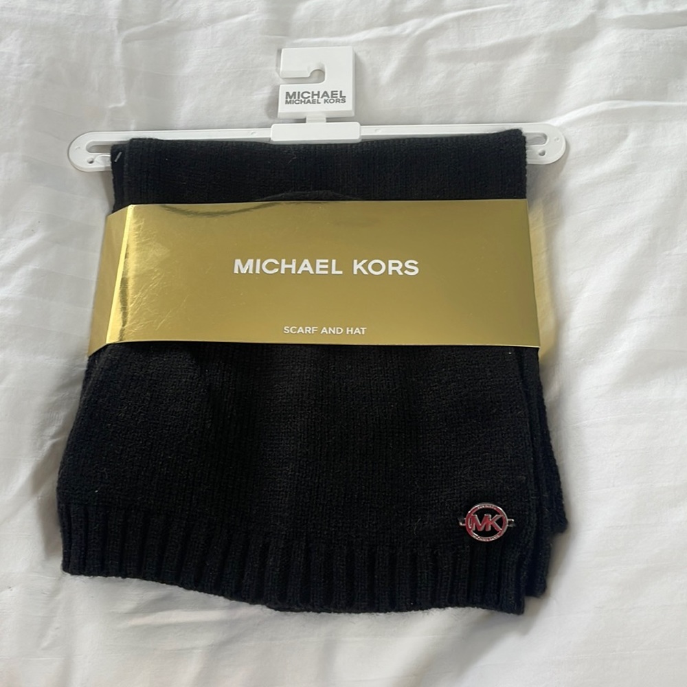 NWT black scarf and beanie